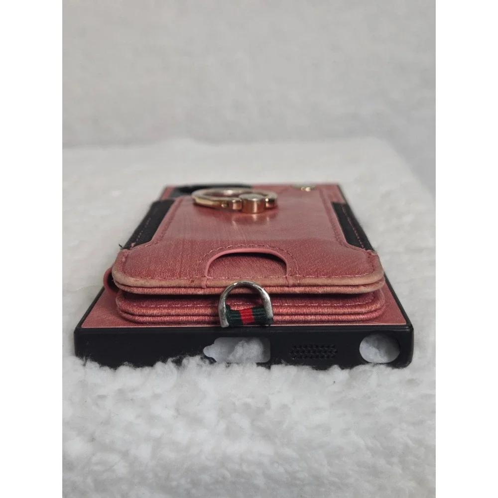 Samsung Galaxy S24 Ultra‎ Wallet Case Rose Pink Leather Card Holder Ring Stand